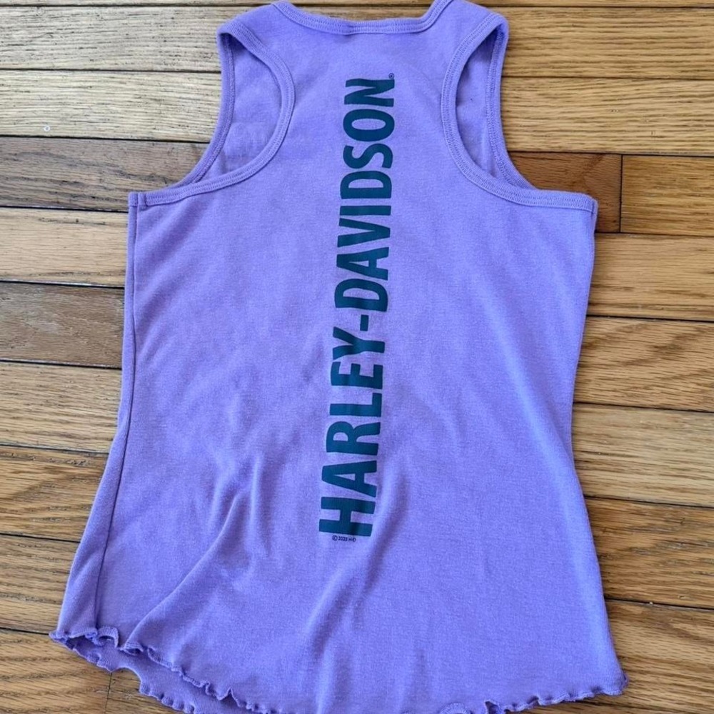 Y2K 2000s style Harley Davidson purple tank top with eagle graphic - Picture 4 of 6